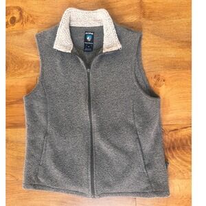 KUHL Womens Alfpaca Fleece Vest Gray Sherpa Lined Collar Size Medium Full Zip